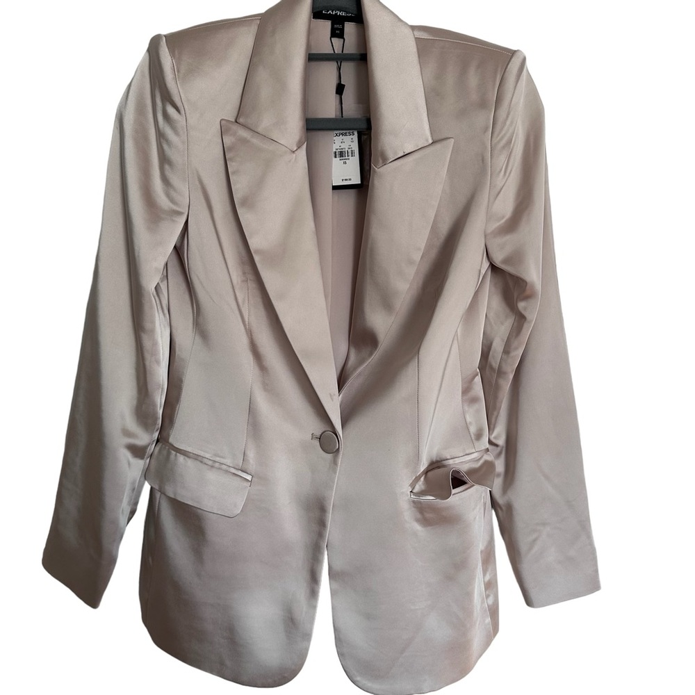 Express champagne satin one button blazer Size XS NWT